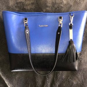 Calvin Klein Color Block Purse Blue and Black